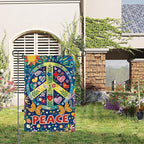 Peace Garden Flag Butterfly Flowers Art Garden Yard Flags Double Sided Colorful Farmhouse Holiday Decorative Yard Flag, Porch Outdoor Decoration Sign Banner (12X18INCH)