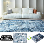 Rugcomf 6x9 Rug Washable Bedroom Rug Large Boho Rug Soft Area Rug Abstract Pattern Non-Slip Non-Shedding Faux Wool Vintage Rug for Living Room, Farmhouse, Dining Room, Kids Playroom, Blue