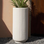 31.5 Inch Tall Roman Column Concrete Planter（14.2Dx31.5H，36 Pounds）,Durable All-Weather Use with Drainage Holes,Large Tall Round Planter for Outdoor Indoor Plants