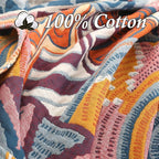 Snycler Boho Throw Blanket for Bed - 100% Cotton Ultra Soft Rustic Quilt Fall Blanket - Orange Floral Printed Farmhouse Decor Bed Blankets, 60"×80" All Season Rustic Throw for Sofa Couch Chair