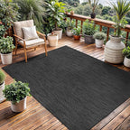Washable Indoor Outdoor Rug 6x9 Weather Resistant Area Rugs Modern Solid for Porch Deck Balcony Backyard Patio Outside Carpet (6 X 9 Dark Grey)