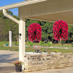 Artificial Bougainvillea Faux Flowers Plants Baskets for Outdoor Outside Summer Decoration, 3 PCS Fake Silk Long Hanging Vines UV Resistant Realistic for Front Door Porch Patio Balcony, Hotpink