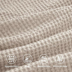 Bedsure Cotton Duvet Cover King - 100% Cotton Waffle Weave Beige Duvet Cover King Size, GentleSoft™ and Breathable Bedding Set for All Season, 3 Pieces, 104"x90"