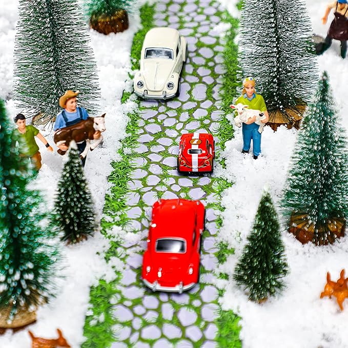 Jetec 2 Pcs Christmas Village Accessories Christmas Brick Snow Road Village Street Mat Decorations Snow Brick Mat for Home Garden Landscape, 4.7 x 47.2 Inch (Classic Style)