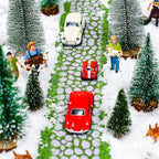 Jetec 2 Pcs Christmas Village Accessories Christmas Brick Snow Road Village Street Mat Decorations Snow Brick Mat for Home Garden Landscape, 4.7 x 47.2 Inch (Classic Style)