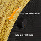 VANOMi Multi-Functional Boucle Ottoman, Vanity Stool Chair, Sturdy Rotating Wooden Footstool, Suitable for Living Room, Bedroom, and Entryway, Without Installation, Swivel, Yellow