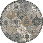 Lahome Moroccan Trellis Washable Round Rugs, Non-Slip Soft Round Rug 4ft Ultra-Thin, Small Vintage Circle Carpet for Entryway Kitchen Bedroom Nursery Bathroom, Grey
