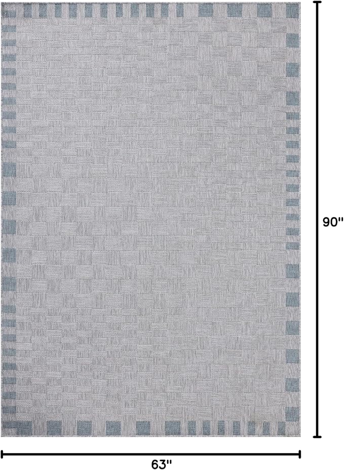 Loloi Amber Lewis Topanga Collection TOP-07 Silver/Blue 5'-3" x 7'-6" Indoor/Outdoor Area Rug