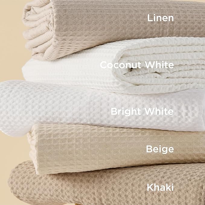 Bedsure Cotton Duvet Cover Set - 100% Cotton Waffle Weave Linen Duvet Cover Oversized King Size, GentleSoft™ and Breathable Bedding Set for All Season, 3 Pieces, 120"x98"