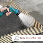 nuLOOM 4' x 6' Outdoor Area Rug, Casual Design With Striped Border, Stain Resistant, Highly Durable, For Patio, Balcony, Bedroom, Living Room, Dining Room, Bathroom, Dark Grey