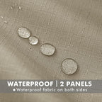 HolidayIdeas 4 Panels Linen Outdoor Curtains for Patio Waterproof Taupe Outside Curtains 110"x84"-Gazebo Wide Curtains Weighted Privacy for Pergola, Porch, Cabana, Living Room, Backyard, Pavilion