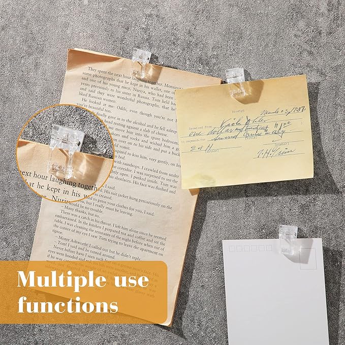 30 Pieces Self-Adhesive Clips Wall Tapestry Clips Sticky Plastic Photo Small Hanging Spring for Poster Photo Wall Teacher Student Home Applications(Clear)
