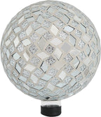 Sunnydaze 10-inch Gazing Ball for Garden - Crackled Glass Mosaic Gazing Globe for Outside - Mirrored Diamond Mosaic