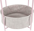 Amazon Basics Round Storage End Table, Side Table with Cloth Basket, Dusty Pink, 17.7"D x 17.7"W x 18.9"H