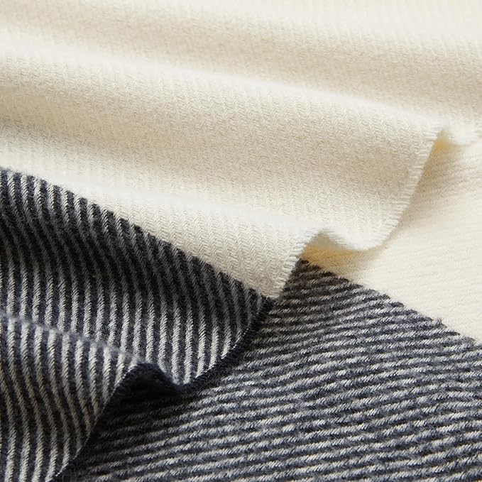 Amazon Basics Room Decor Throw Blanket, Lightweight and Cozy in Polyester, Ivory With Blue Cross-check Pattern, 50"x 60"