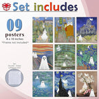 LANCHI95 Vintage Ghost Posters Halloween Wall Art Witch in The Forest Painting Prints Halloween Wall Decor for Living Room Bedroom 8x10 in - 9pcs (UNFRAMED)