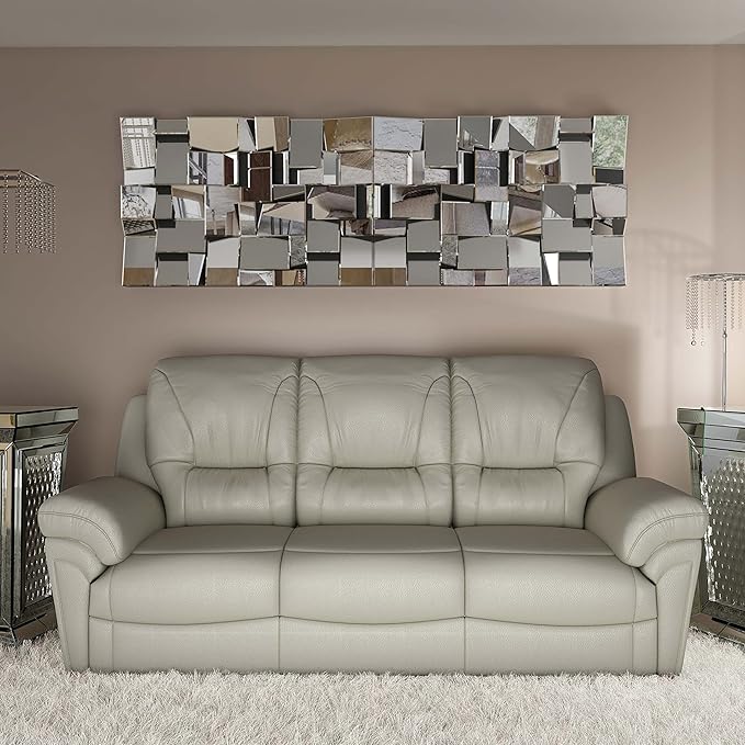 KOHROS Modern Geometric Irregular Mirror for Wall Decor 44" x 30" Decorative Mirror with Beveled Glass for Entryway Hallway Living Room Home Decor Horizontal or Vertical Hanging