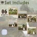 LANCHI95 6 Pcs 8x10 In Halloween Wall Art Prints, Vintage Witch Posters, Cute Ghost Pictures for Bedroom Decor (UNFRAMED)