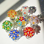 Colorful Crystal Flower Figurine with Base Multicolor Floral Home Decor Christmas Tabletop Centerpiece