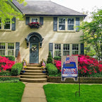 TOPFLAGS Garden Flag Stand with American Garden Flags God Bless America and Car Yard Flag 12x18 Inch Holder Pole Stake Double Side for Outside with Clips and Stopper for Memorial Day 4 th of July