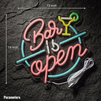 Bar Open Neon Sign for Wall Decor Open Beer Bar LED Light up Signs with Dimmer for Pub Party Man Cave Room Art Decor Gift