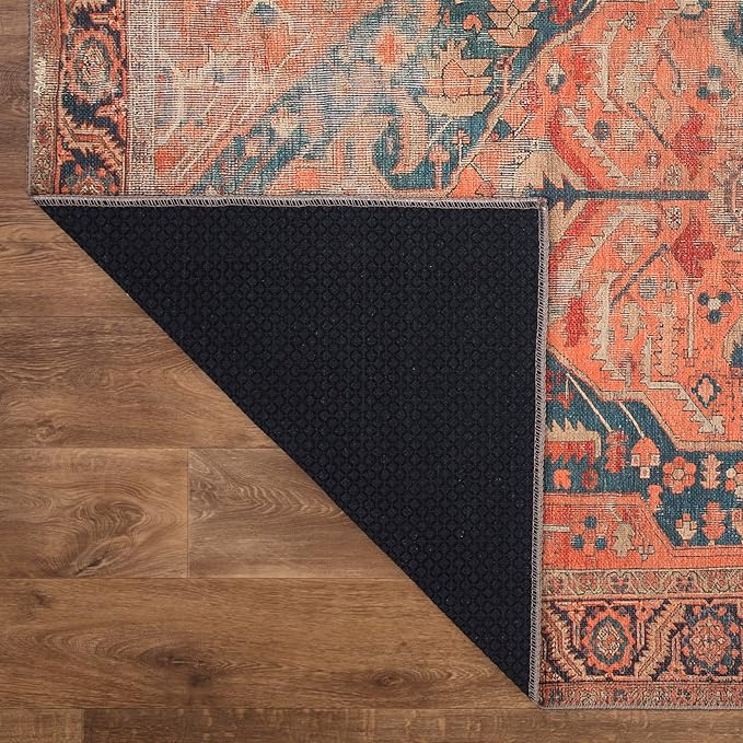 Keen Home Design 10x14 Rug - Machine Washable Area Rug with Non-Slip Backing, Ideal for Living Room, Dining Room, Bedroom - Vintage, Easy Clean, Durable, Low Pile Rug - (9'7" x 14')