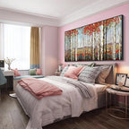 Mofutinpo Large Framed Wall Decor canvas Red Leaves White Birch Tree Wall Art For Living Room bedroom rustic kitchen Modern painting Artwork 29x58 Large Size Black Framed