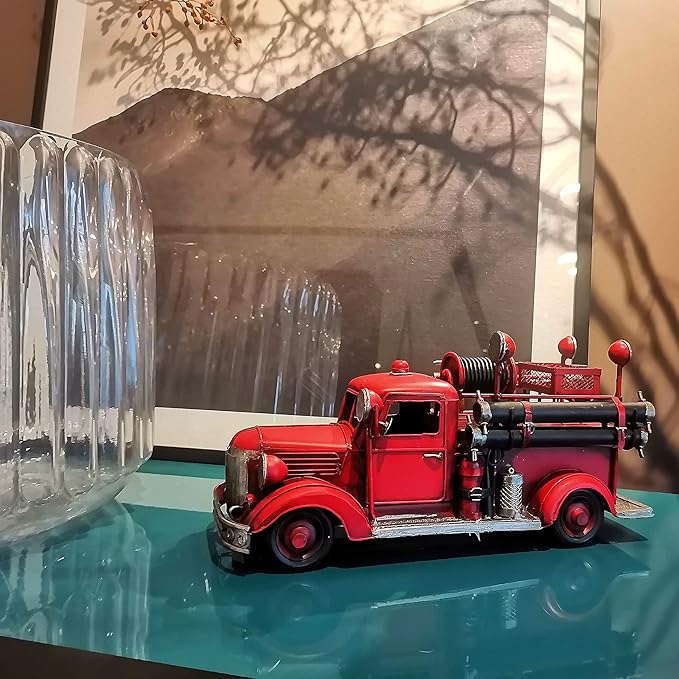 Vintage Diecast Mack Fire Truck - Retro Metal Fire Engine, Miniature Vehicles for Home Decor