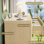 Fluted 6 Drawers Dresser for Bedroom, 56" Tall Modern Chest of Drawers with Curved Profile, Wooden Dressers Drawer Closet Clothes Storage Organizer for Living Room, Hallway, Natural