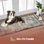 2'6'' x 8' Washable Area Rug - Low Pile Soft Vintage Indoor Rug for Living, Dining or Bedroom - Lightweight Carpet with Non-Slip Backing - Foldable for Easy Placement, Blackish