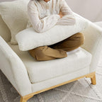 Large-Sized Accent Chair, Thick Cushion Bedroom Reading Chair, Comfortable Living Room Single Sofa, Boucle Milky White