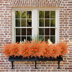 Uieke 24PCS Artificial Fall Flowers for Outdoors UV Resistant Faux Autumn Plants Bushes No Fade Plastic Plants for Outside Garden Porch Window Box Fall Décor Orange