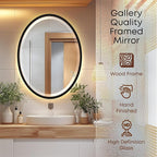 OVALCREST - Oval Wooden Beveled Wall Mirror for Home Decor, Bathroom, Vanity, Bedroom, Living Room, Hallway - London Style (Rubbed Black) 21.1 x 31.1