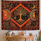 Lunerfex Tree of Life Sun Moon Stars Wall Tapestry, Cosmic Harmony Symbol Tapestries for Home Decor, Mystical Tapestry 60x44 Inch