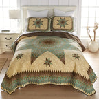 Donna Sharp Contemporary Polyester Quilt Set - Sea Breeze Star - 3-Piece Queen Size Quilt Set, Includes Quilt, and Two Standard Pillow Shams Perfect for Coastal and Souhtwest Decor