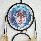 Remorelt Wolf Eagle Bear Dream Catcher Bedroom Wall Decor, Christmas Home Decoration, Room Accessory, White Moon Feather Decoration - Unique Home Craft Wall Pendant (DC03 13inch Set 3 Wolves)