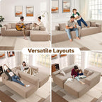104" Cloud Sectional Couches for Living Room,L Shaped Boneless Couch in A Box,Sleeper Sofa with Comfy Chaise No Assembly Required,Camel