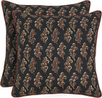 Ridhi Hand Block Print 18x18 Black Decorative Outdoor Couch Throw Canvas Pillow Cover Set of 2 Washable Modern Vintage Boho Chic Spring Home Decor GIFS Cover