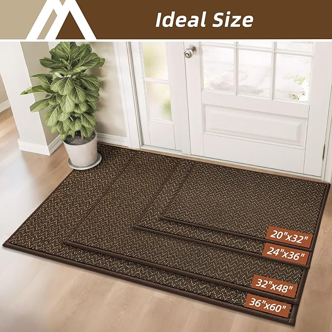 COSY HOMEER-Door-Mat 36"x60" Non Slip Absorbent Entryway Rugs Dirt Trapper Doormats Washable Entrance Mats Low Pile Welcome Floor Mat for Front Back Door and Entry Mats,Brown