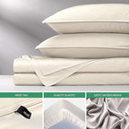 Split King Sheets by Pure Bamboo, Genuine 100% Organic Viscose Derived from Bamboo Bed Sheet Set, Soft & Cooling, Double Stitching *Not for Split Top (Split King, Ivory)