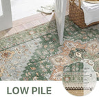 GENIMO 8x10 Area Rugs for Living Room, Machine Washable Non Slip Vintage Rugs, Low Pile Lightweight Chenille Print Rug for Bedroom, Dining Room, Home Office, Sage Green