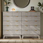 46" Tall Dresser for Bedroom, 6-Drawer Fluted Chest of Drawers, Modern Wood Highboy with Deep Storage, Metal Slides and Handles, Anti-Tip Kit, Vertical Clothes Organizer for Apartment, Nursery