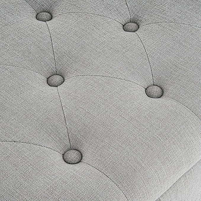 Furniliving 51” Bedroom Bench, End of Bed Bench with Button-Tufted Large Upholstered Storage Bench Ottoman Linen Window Benches with Storage Shoe Cabinet, for Bedroom, Entryway, Closet, Grey