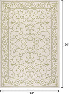 JONATHAN Y Vintage Filigree Indoor Outdoor Area Rug 8X10 Cream/Green, Charleston Textured Weave for Backyard, Patio, Porch, Easy-Cleaning, High Traffic, Pet-Friendly, Non-Shedding (SMB106I-8)