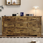 9-Drawer Dresser for Bedroom, Modern Wooden Chest of Drawers with Metal Handles, Anti-Tipping Design, Sturdy and Stable Storage Organizer for Living Room, Entryway, Home Office