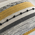 BlissBlush Fall Boho Decorative Throw Pillow Cover 22x22 Square Yellow Mustard Accent Pillowcase Tassels Farmhouse Cushion for Couch Sofa Bedroom Living Room Home Décor Cover ONLY (Pack of 1)