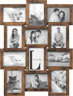 SONGMICS Collage Picture Frames, 4x6 for Wall Decor Set of 12, Multi Family Photo for Gallery Decor, Hanging Display, Assembly Required, Rustic Brown