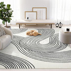 Abani Nuevo Beige Black Swirls Modern Area Rug 5' x 8' for Living Room, Bedroom - Abstract Design - Durable & Easy to Clean