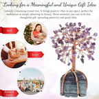 Amethyst Crystal Tree with Fluorite Rough Base Tree of Life Decor for Shelf, Bedroom, Birthday Gifts for Women, Sister Gifts, Birthday Gifts for Mom, Cute Home Decor Purple Decor Housewarming Present