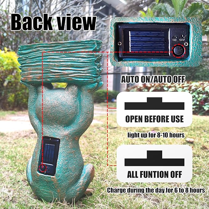 Frog Solar Welcome Garden Statues Outdoor Décor- Frog Figurines Solar LED Light Lawn Ornaments - Yard Decorations for Patio, Balcony, Backyard -Unique House Warming Gifts for Mom